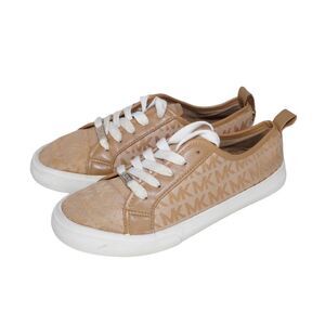 Michael Kors Ashanti Khaki/Tan Monogram Logo Sneakers, Size 4 / 35